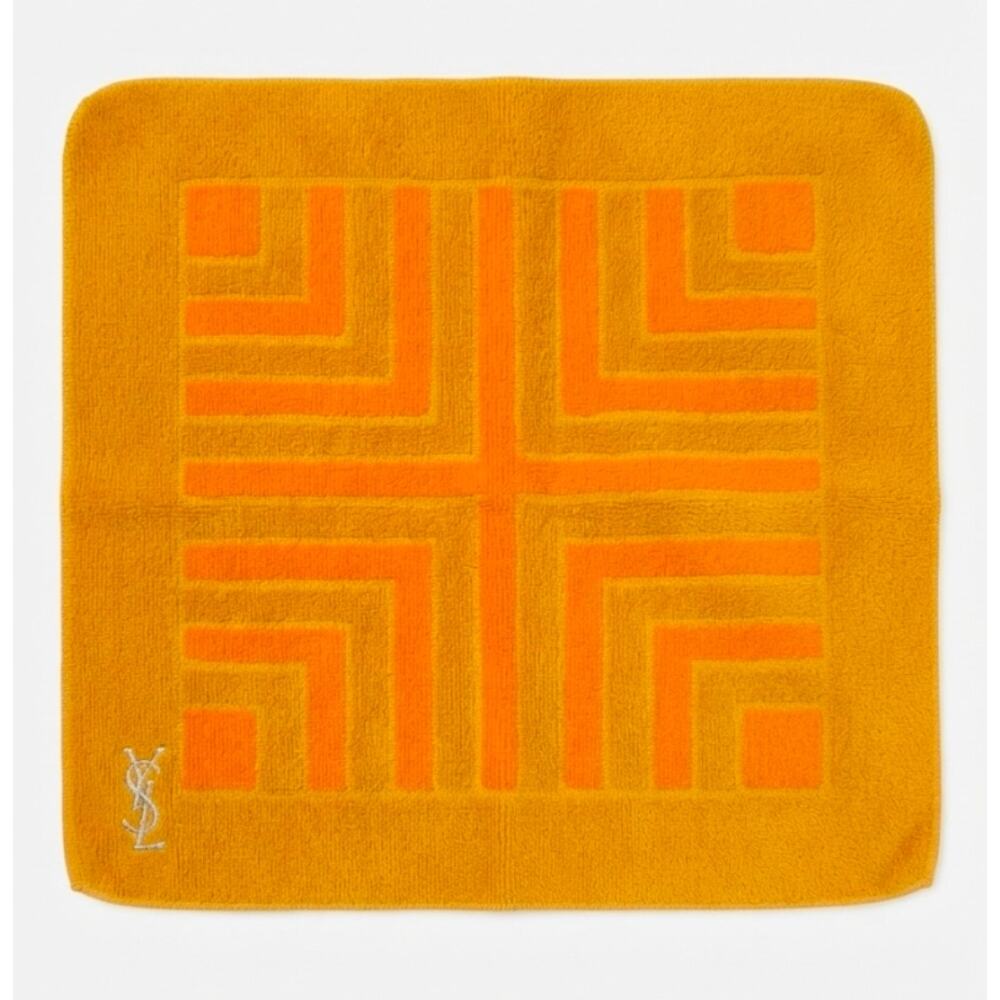 Vintage Yves Saint Laurent YSL Gold Orange Fieldcrest Bathroom Towels 3pc Set - Picture 2 of 4